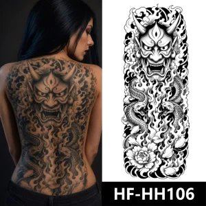 HF Custom OEM Large Full Back Temporary Tattoo Long Lasting Waterproof Body Art Stickers for Adults Bulk Tattoo