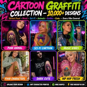 HF Street Hip Hop Street Graffiti Lettering Temporary Tattoo Stickers Waterproof Word Art Body Decal Custom Design
