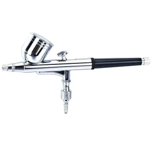 HS-30 Copper Airbrush Compressor for Makeup Cosmetic Use Dual Action Push Button Control 0.2-0.5mm Nozzle 15-50PSI Pressure