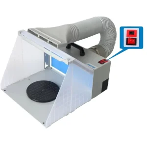 HS E420DCLK Professional Rechargeable Copper ABS Gravity Feed Piston Airbrush Paint Set with Spray Booths