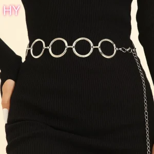 HY Punk Body Jewelry Simple Temperament Geometric Body Chain Female Personality Self-cultivation Ring Round Gold Waist Chain