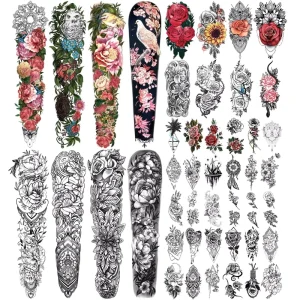Hadiyah Beauty Colorful Sleeve Tattoos Stickers Full Arm Temporary Tattoos Watercolor Body Art Arm Tattoo Sticker