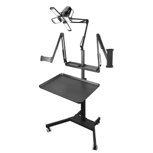 Hadiyah Beauty New Design Tattoo Workstation Multi-Function Console Double Stand with Lamp Tattoo Tray Trolley Adjustable Height
