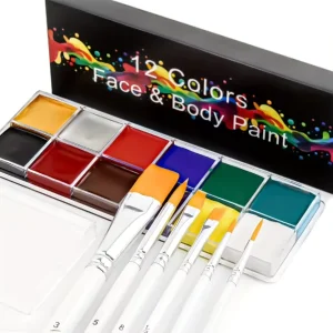 Hadiyah Factory Children 12 Color Natural Plant Washable Non Toxic Waterproof Body Paint Makeup Case Halloween