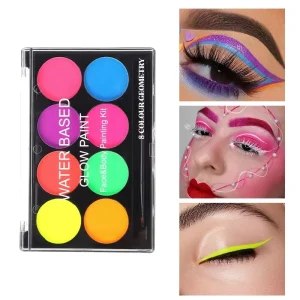 Hadiyah Factory Rainbow 8 Color Natural Plant Based UV Fluorescent Face & Body Paint Non Toxic Children’s Party Supplies