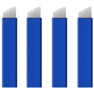 Hadiyah Microblading Needles Tattoo Microblading Pens Eyebrow Tattoo Needles Blue U Shape Microblading Blades