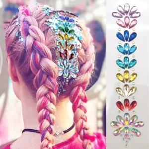 Hair Jewels Glitter Face Body Rhinestone Festival Temporary Stickers Self-Adhesive Hair Gem Stickers