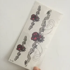 Half Arm Hand Art Temporary Waterproof Tattoo Sticker for Women Chest Under Breast Rose Lace Design 90x190mm Eco-friendly Ink