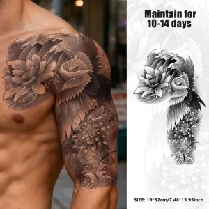 Half Arm Herbal Juice Tattoos Stickers for Adult Women Men Semi-Permanent Water Resistant Face Body Sexy Fashionable Designs