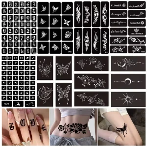 Half Permanent Small Tattoo Hollow Stencil Hand Drawn Indian Style Tattoo Sticker for Body Art Creation