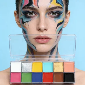 Halloween 12 Color Body Painting Palette Water Based Washable Makeup for Kids Face and Body Paint Set