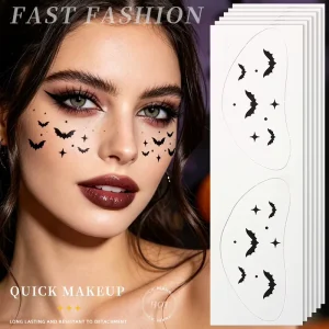 Halloween Black Bat Freckles Temporary Tattoos Removable Waterproof Easy Apply Party Role Playing Face Stickers Freckles Tattoo