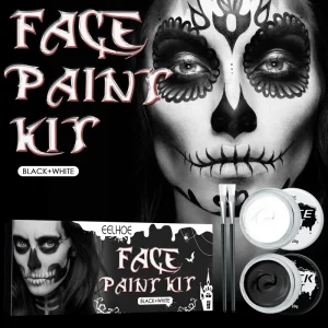 Halloween Black White Face Body Paint Creative Costume Makeup Zombie Skull Designs for Festival Party Cosplay Events