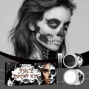 Halloween Black White Face Body Paint Creative Makeup Kit for Costume Party Festival Events Model