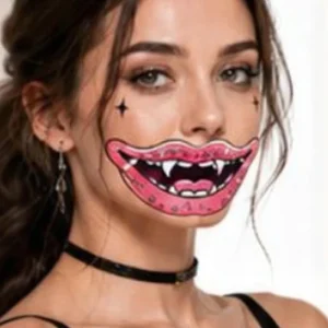Halloween Body & Lip Tattoo Sticker Waterproof Party Makeup Decal Water Transfer Paper Four Color Printing