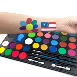 Halloween Body Painting Makeup Glow in the Dark Neon UV Face Paint Kids Face Body Paint with Stencils Water Based Face Paint Kit