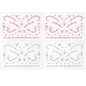 Halloween Butterfly Face Crystal Stickers Removable Die Cut Self Adhesive Gold Stamping Tattoos Cosplay Makeup Accessories Rave