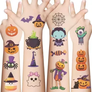 Halloween Children’s Eco-Friendly Water Resistant White Fashionable Tattoo Stickers for Body Face Party