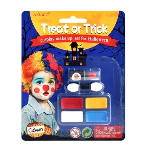Halloween Clown Cosplay Makeup Kit Face Paint Lipstick Double Sponge Applicator Fantasy Makeup Set for Kids