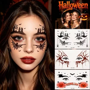 Halloween Cosplay Makeup Eye Stickers Transfers 3D Spider Web Eyeliner Sticker Masquerade Face Art Temporary Tattoos Party