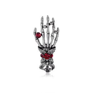 Halloween Costume Accessories Alloy Brooch Punk Female Hip-hop Rhinestone Party Skull Palm Chest Flower