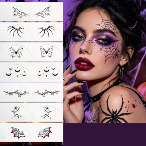 Halloween Decoration Eye Shadow Temporary Tattoos Adults Eyeshadow Halloween Makeup Kit Eyeliner Tattoo Stickers Face Eye Makeup