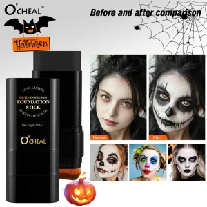 Halloween Dual Ended Color Foundation Stick with Built in Brush Cream Contour Stick for Costume Makeup Face Body Paint Crayon