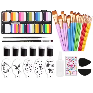 Halloween Easy to Clean Water Activated Face Paint Palette Face Painting 12 Colors Painting Face Body Paint