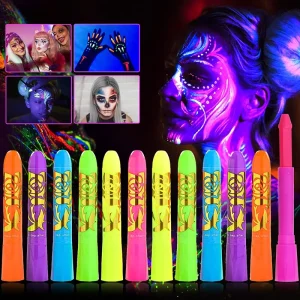 Halloween Face & Body Paint 6 Colors Glow in Dark UV Glow Neon Body Paint Makeup