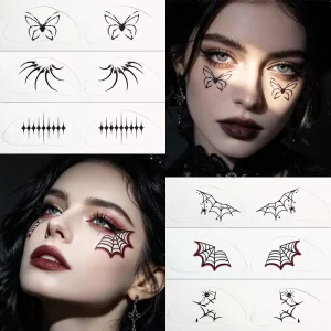 Halloween Face Eye Temporary Tattoos Low MOQ Custom Spider Butterfly Designs Waterproof Non Toxic Body Art Stickers
