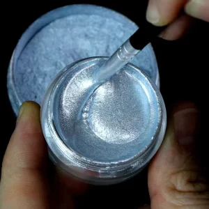 Halloween Face Paint Kit Silver Metallic Powder and Waterproof Washable Body Paint Mixing Liquid for Adults Kids SFX Makeup