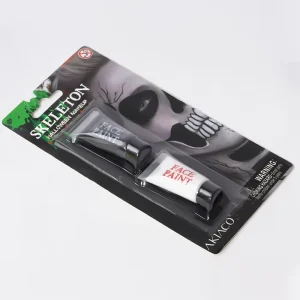 Halloween Face Paint in Black & White for Skeleton Makeup with 2 Piece Set