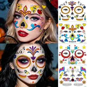 Halloween Face Tattoo Sticker Waterproof Realistic Scars Wounds Zombie Clown Makeup Temporary Body Art for Party Cosplay