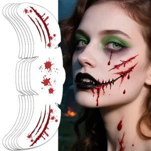 Halloween Face Temporary Tattoos Stickers Paper Eco-Friendly Water Transfer Spider Web Bat Eyeliner Eye Shadow Makeup Tattoo
