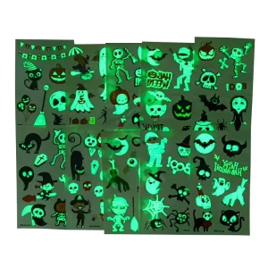 Halloween Glow-in-the-Dark Tattoo Stickers Children’s Cartoon Glow Fluorescent Holiday Pumpkin Temporary Tattoo Stickers