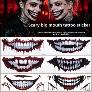 Halloween Horror Temporary Tattoo Sticker for Cosplay Party