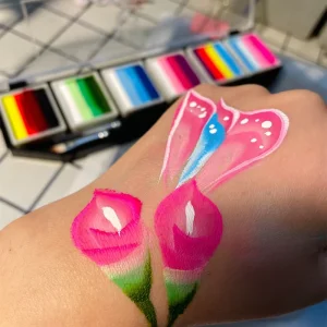 Halloween Party Body Painting Kit Rainbow Watercolor Split Cake Palette Stencils Face Paint for Costume & Makeup