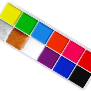Halloween Professional UV Neon Face & Body Art Palette 12 Colors Non Toxic Cosmetic Makeup Body Painting Pallet