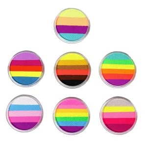 Halloween Rainbow Split Cake Multicolor Woman Face & Body Paint Water-Based Face Painting for Kids’ Fun
