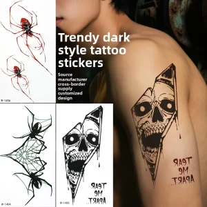 Halloween Spider Web Temporary Tattoos Halloween Makeup Face Tattoos Realistic 3D Spider Web Fake Tattoos for Kids Adults