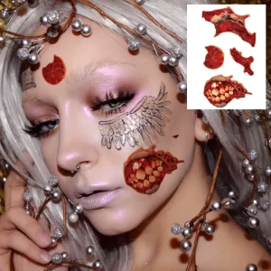 Halloween Tattoo Stickers 3D Simulation Bloody Scars Terrifying Cracks Waterproof Face Stickers Temporary Paper Spot