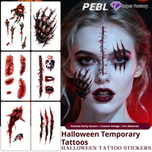 Halloween Tattoo Stickers New Arrival Realistic Bloody Scar Wound Temporary Tattoo Horror Party Decor Fast Shipping