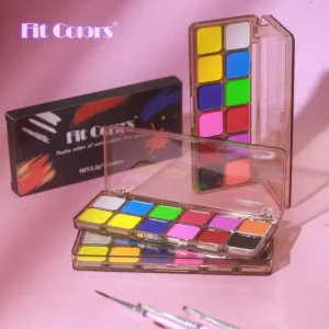 Halloween Water Based Face Paint Kit 12 Color Highly Pigmented Eyeshadow UV Fluorescent Face Body Paint