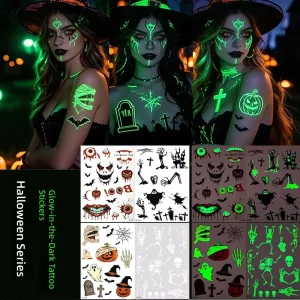 Halloween Waterproof Glow in the Dark Fake Scar Wound Tattoo Stickers Stage & Party Makeup Decals OEM Custom Available