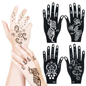 Hand Painted Tattoo Stickers Hand Decals Hollow Out Stencils Floral Lace Style Personalized Tattoo Stencils Henna