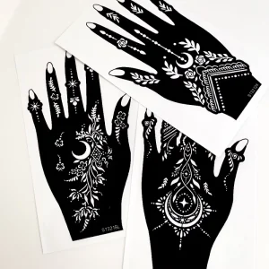 Hand Painted Temporary Tattoo Sticker Personalized Hollow Out Moon Lace Template for Henna Application
