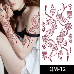 Hand Tattoo Stickers Body Temporary Tattoo Waterproof Brown Red Maroon Sexy Finger Hand Tattoo Stickers for Women Girls