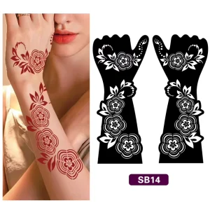 Hand and Arm Mesh Hollow Henna Tattoo Stickers Templates for Body Color Painting with Henna Paste for Tattoo Art
