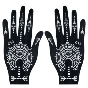 Hand and Finger Henna Tattoo Stickers Mesh Hollow Template for Body Color Painting Model Tattoo Stencils