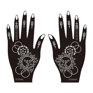 Hand and Finger Henna Tattoo Stickers Templates for Body Color Painting with Henna Paste for Tattoo Art